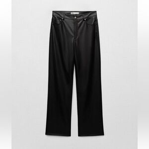 Zara Black Faux Leather Pants 90s wide leg